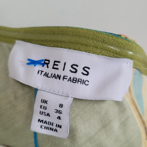 Reiss Elegant Green and White One-Shoulder Dress - Picture 6 of 8